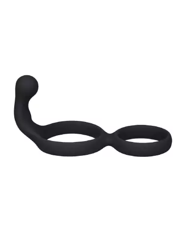 Cockring double en silicone noir avec stimulateur anal de Levelz by Shots-3