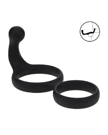 Cockring double en silicone noir avec stimulateur anal de Levelz by Shots-6