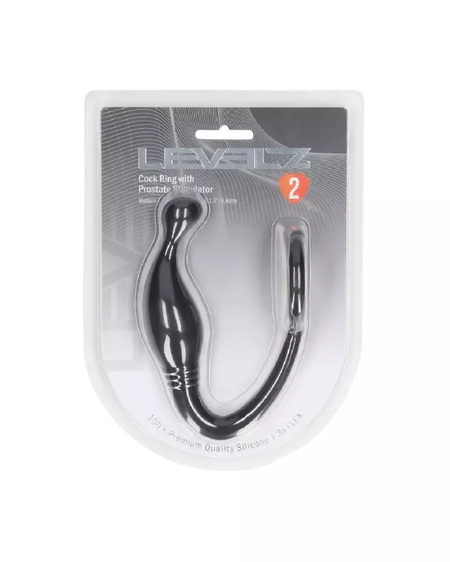 Cockring en silicone noir avec stimulateur de prostate de Levelz by Shots en taille M-1