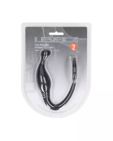 Cockring en silicone noir avec stimulateur de prostate de Levelz by Shots en taille M-1