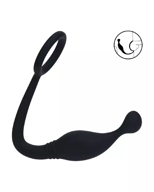 Cockring en silicone noir avec stimulateur de prostate de Levelz by Shots en taille M-7