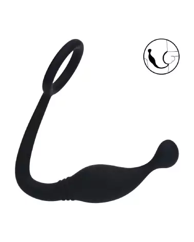 Cockring en silicone noir avec stimulateur de prostate de Levelz by Shots en taille M-7