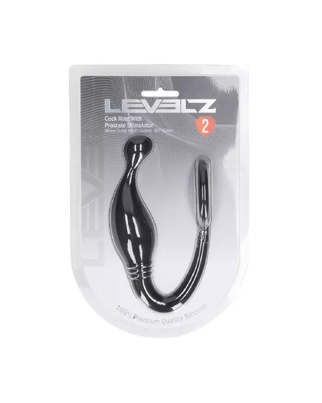 Cockring en silicone noir avec stimulateur de prostate Levelz by Shots-1