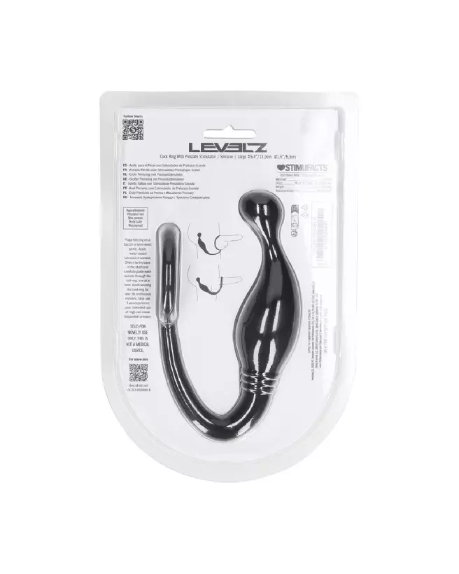 Cockring en silicone noir avec stimulateur de prostate Levelz by Shots-2
