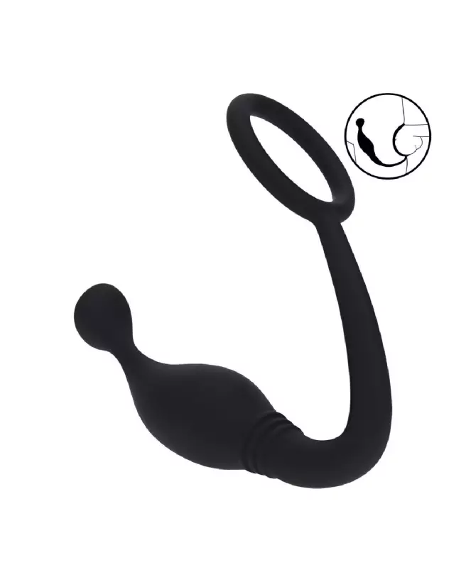 Cockring en silicone noir avec stimulateur de prostate Levelz by Shots-6