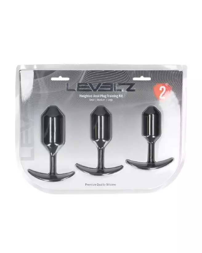 Ensemble de 3 plugs anaux lestés en silicone noir Levelz by Shots-1