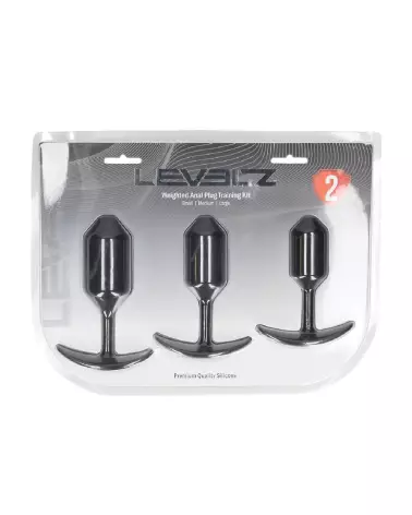 Ensemble de 3 plugs anaux lestés en silicone noir Levelz by Shots-1