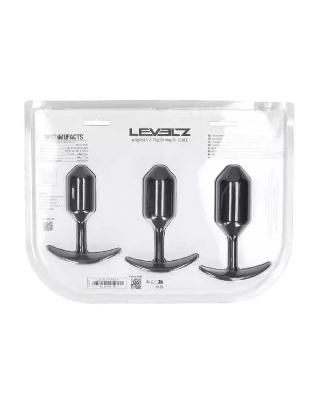 Ensemble de 3 plugs anaux lestés en silicone noir Levelz by Shots-2