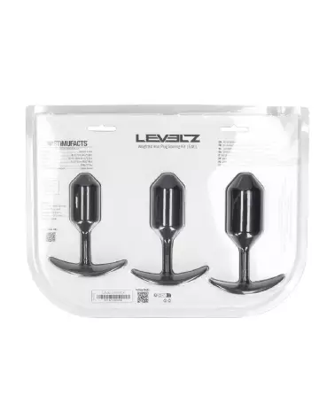 Ensemble de 3 plugs anaux lestés en silicone noir Levelz by Shots-2