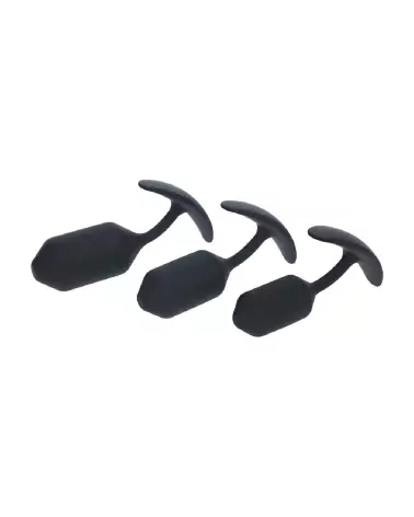Ensemble de 3 plugs anaux lestés en silicone noir Levelz by Shots-3