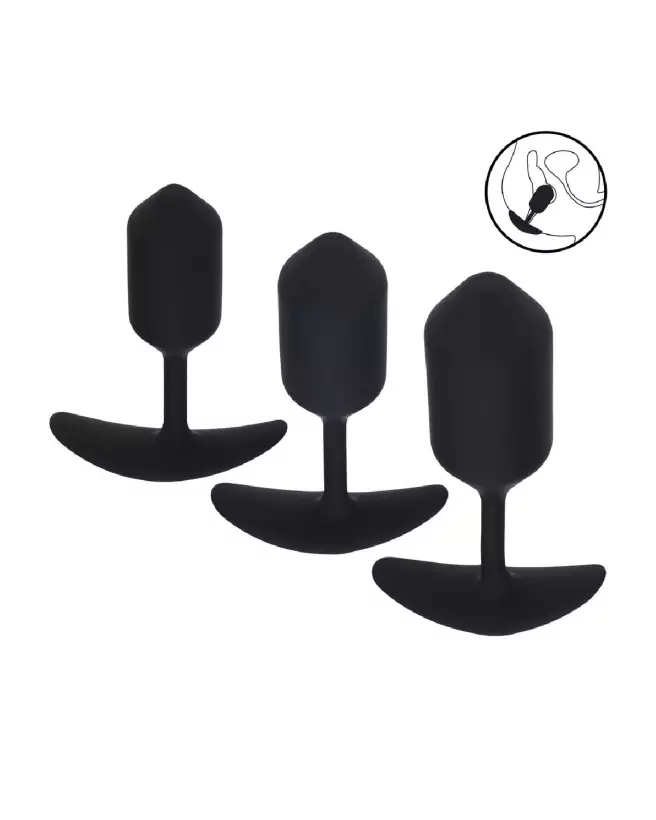 Ensemble de 3 plugs anaux lestés en silicone noir Levelz by Shots-6