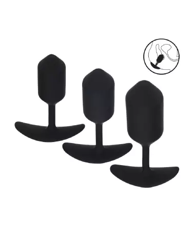 Ensemble de 3 plugs anaux lestés en silicone noir Levelz by Shots-7