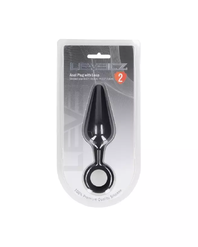 Image Plug Anal en Silicone Noir Taille L avec Anse - Levelz by Shots-1