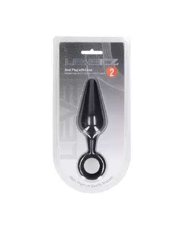 Image Plug Anal en Silicone Noir Taille L avec Anse - Levelz by Shots-1