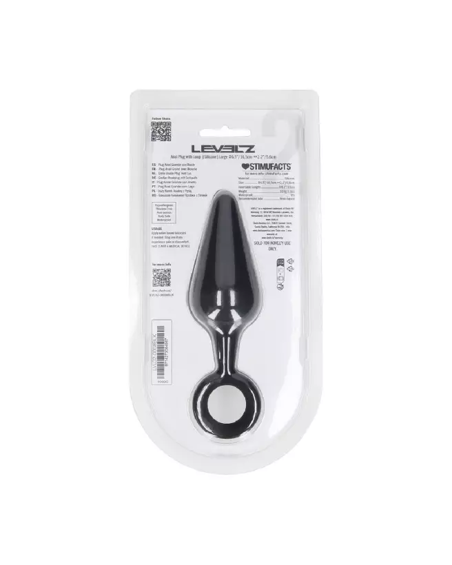 Image Plug Anal en Silicone Noir Taille L avec Anse - Levelz by Shots-2