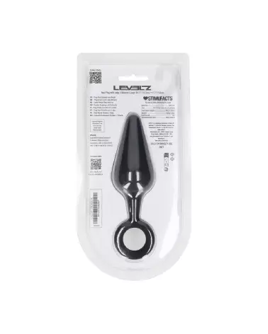 Image Plug Anal en Silicone Noir Taille L avec Anse - Levelz by Shots-2