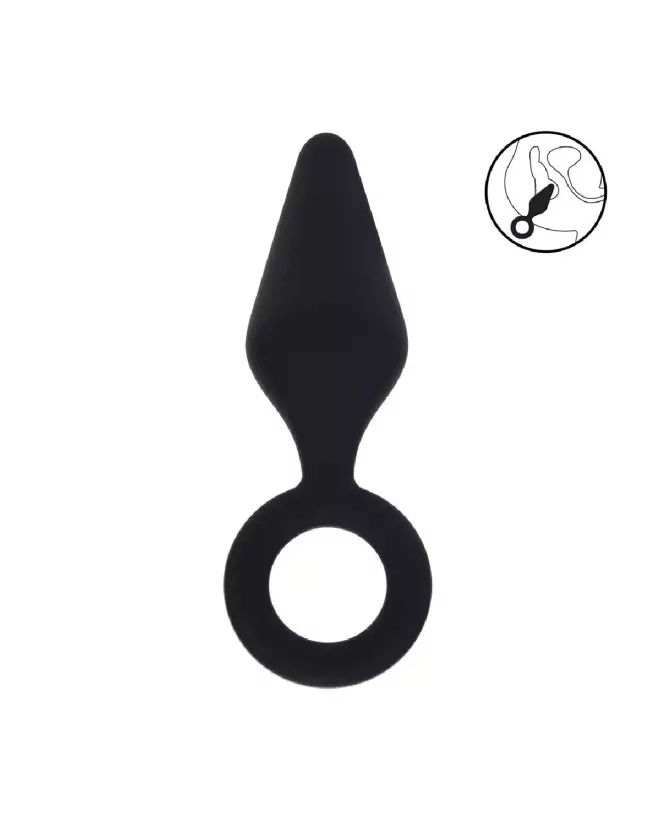Image Plug Anal en Silicone Noir Taille L avec Anse - Levelz by Shots-7