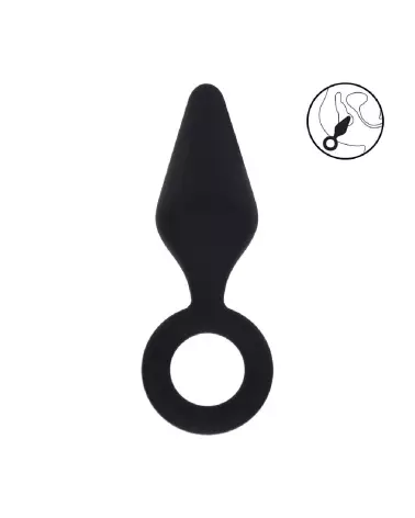 Image Plug Anal en Silicone Noir Taille L avec Anse - Levelz by Shots-7