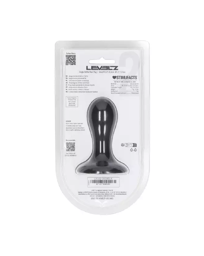 Plug anal en silicone noir taille S avec grelot par Levelz by Shots-2