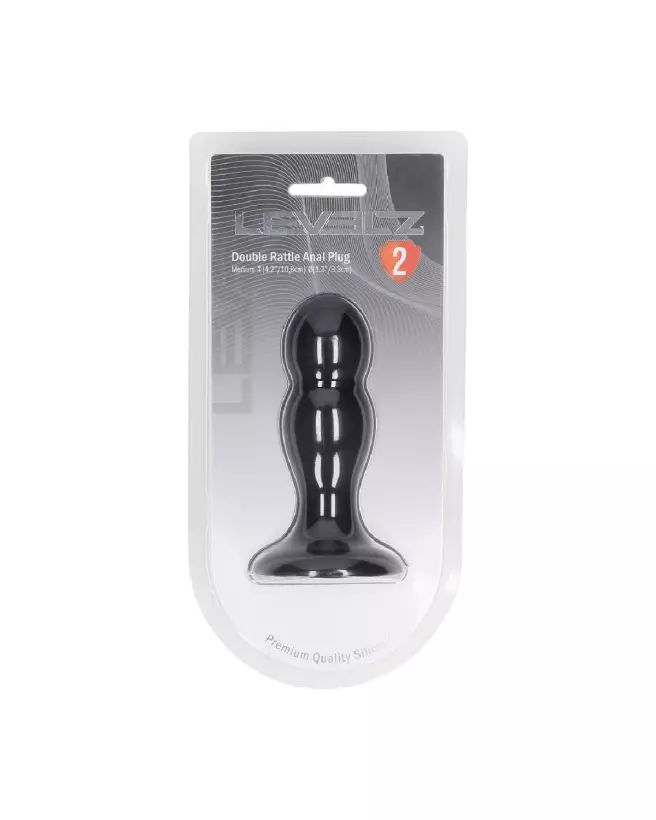 Plug Anal Double Rattle Noir en Silicone Liquide par Levelz by Shots-1