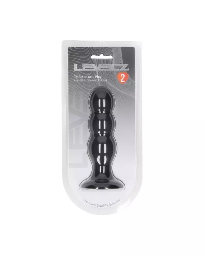 Image du Tri Rattle Plug Anal en Silicone Liquide Noir Taille L par Levelz by Shots-1