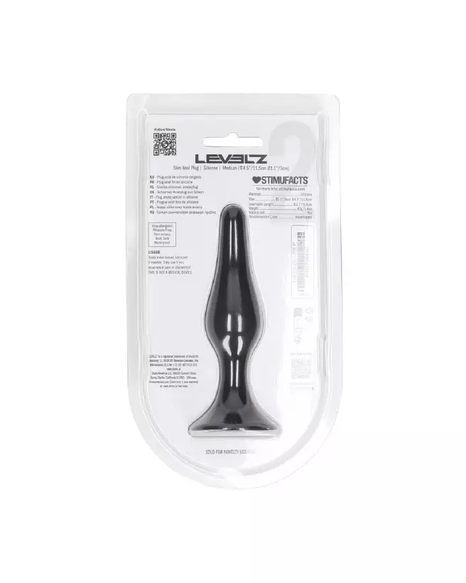 Plug anal noir en silicone taille M de Levelz by Shots pour confort et sécurité-2