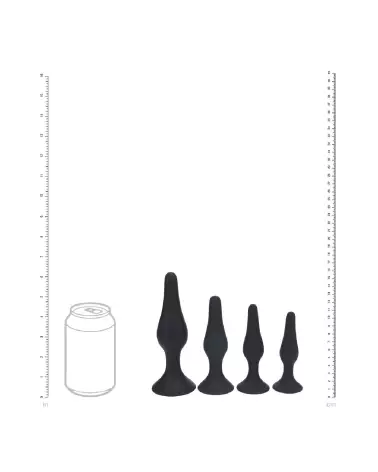 Image de l'ensemble de 4 plugs anaux Levelz by Shots en silicone noir tailles S M L XL-4