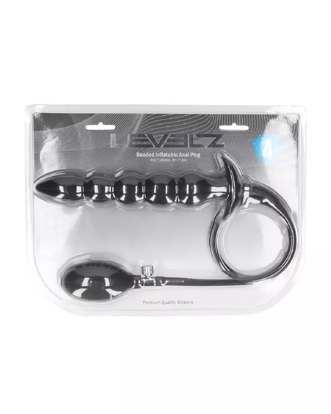 Image du Plug Anal Gonflable à Perles en Silicone Noir de Levelz by Shots-1