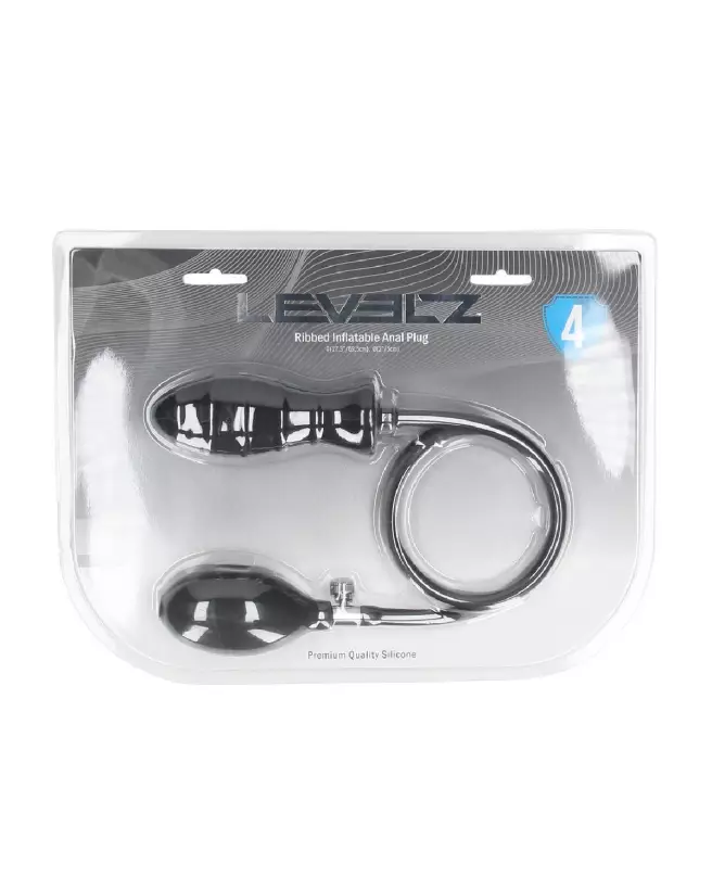 Image du Plug Anal Gonflable en Silicone Noir Strié de Levelz by Shots-1