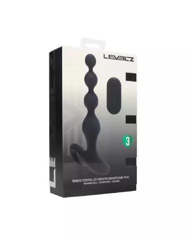 Plug anal vibrant Levelz en silicone avec perles et télécommande, coloris noir-1