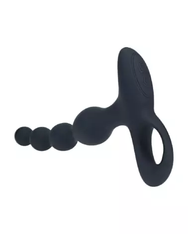 Plug anal vibrant Levelz en silicone avec perles et télécommande, coloris noir-4