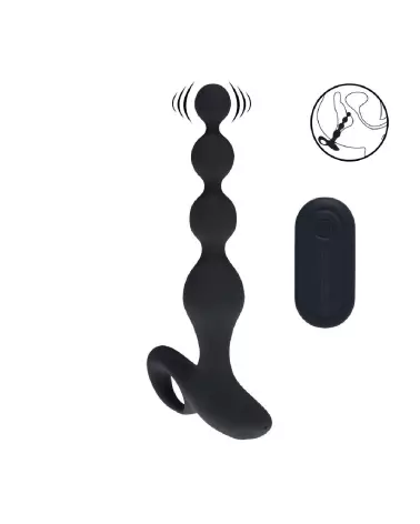 Plug anal vibrant Levelz en silicone avec perles et télécommande, coloris noir-7