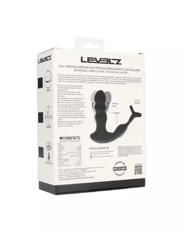 Stimulateur prostatique Levelz noir avec anneau vibrant et tête rotative-2