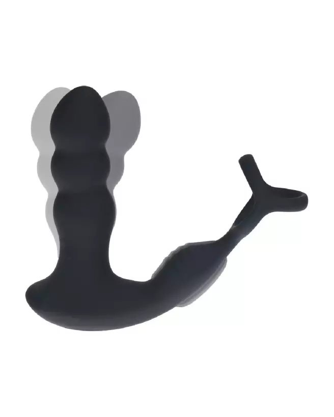 Stimulateur prostatique Levelz noir avec anneau vibrant et tête rotative-5