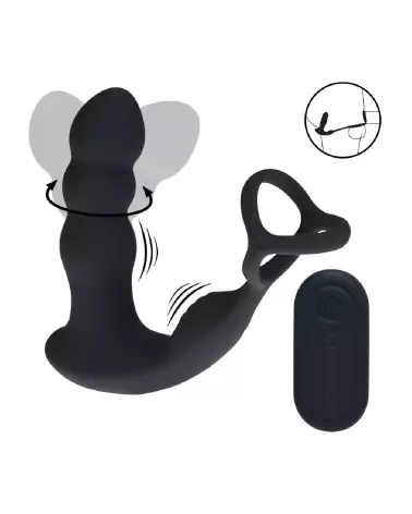 Stimulateur prostatique Levelz noir avec anneau vibrant et tête rotative-7