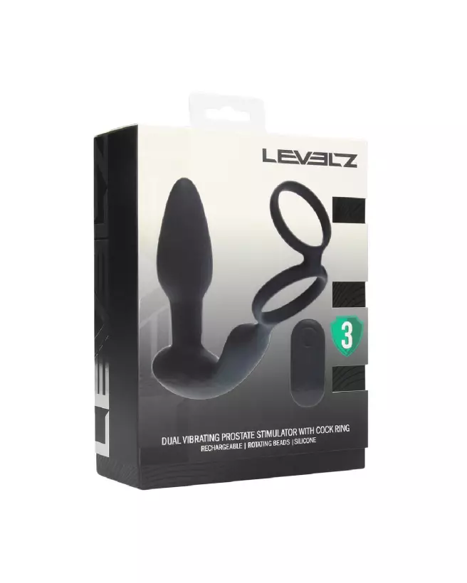 Stimulateur Prostate Levelz avec Anneau Pénien et Perles Rotatives-1