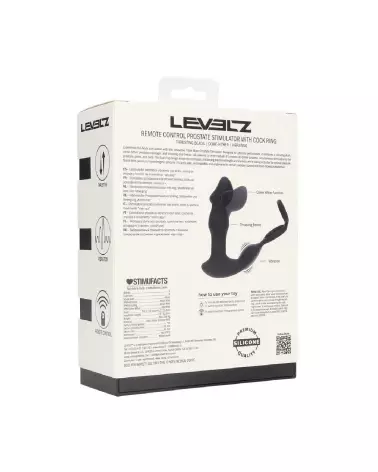 Stimulateur prostatique vibrant noir Levelz avec télécommande et anneau pénien-2