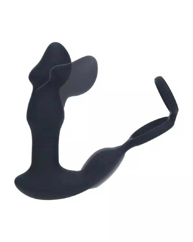 Stimulateur prostatique vibrant noir Levelz avec télécommande et anneau pénien-5
