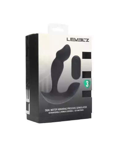Stimulateur prostatique vibrant Levelz by Shots en silicone noir avec double moteur et télécommande-1
