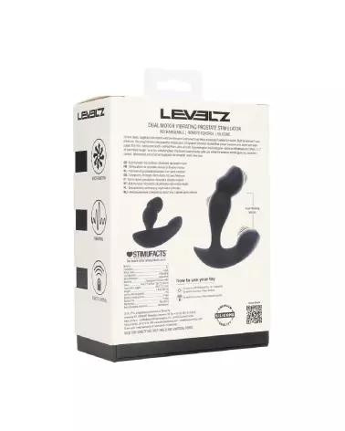 Stimulateur prostatique vibrant Levelz by Shots en silicone noir avec double moteur et télécommande-2
