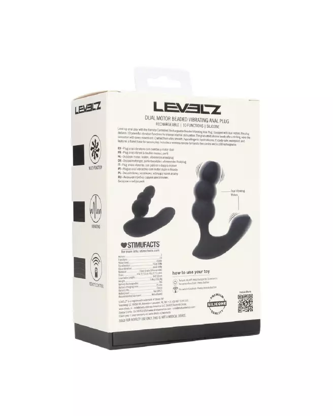 Image du Stimulateur Prostatique Vibrant Dual Motor en Silicone Liquide Noir Levelz by Shots-2