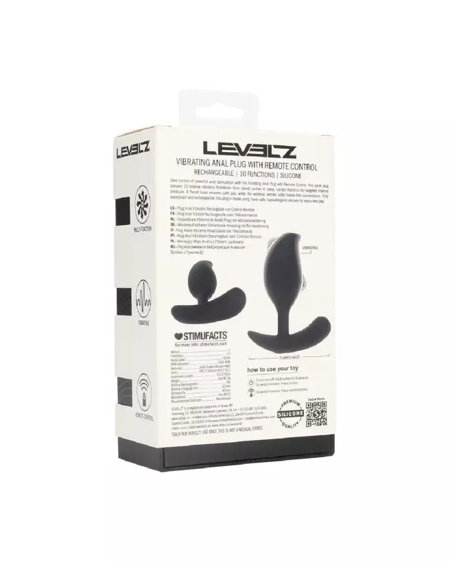 Plug anal vibrant Levelz by Shots en silicone liquide noir avec télécommande-2