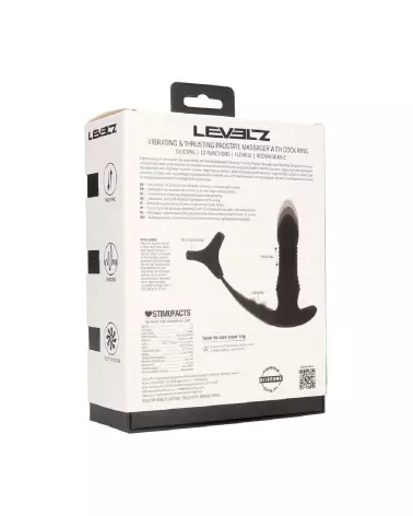 Masseur prostatique silicone noir Tri O Levelz by Shots avec vibrations et cockring intégré-2