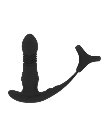 Masseur prostatique silicone noir Tri O Levelz by Shots avec vibrations et cockring intégré-3
