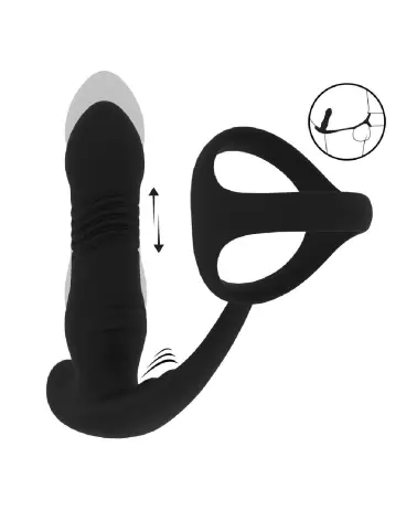 Masseur prostatique silicone noir Tri O Levelz by Shots avec vibrations et cockring intégré-7