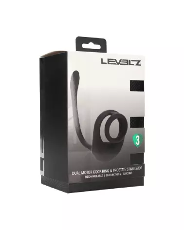 Cockring silicone noir double moteur Levelz by Shots avec stimulateur de prostate-1