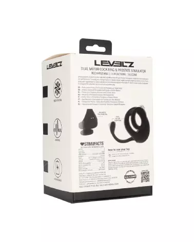 Cockring silicone noir double moteur Levelz by Shots avec stimulateur de prostate-2