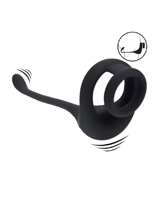 Cockring silicone noir double moteur Levelz by Shots avec stimulateur de prostate-7