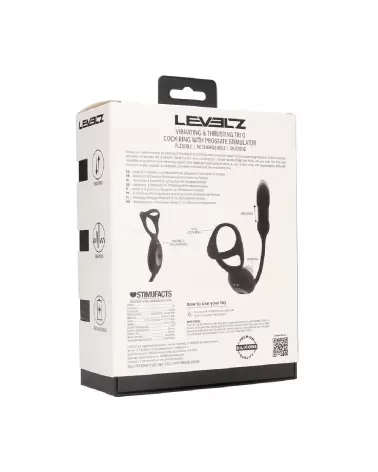 Cockring vibrant Tri O Levelz by Shots avec stimulateur de prostate en silicone noir-2