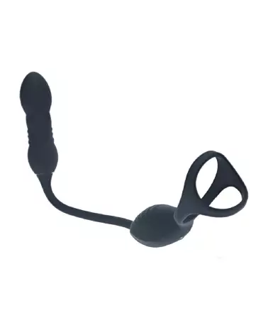 Cockring vibrant Tri O Levelz by Shots avec stimulateur de prostate en silicone noir-3